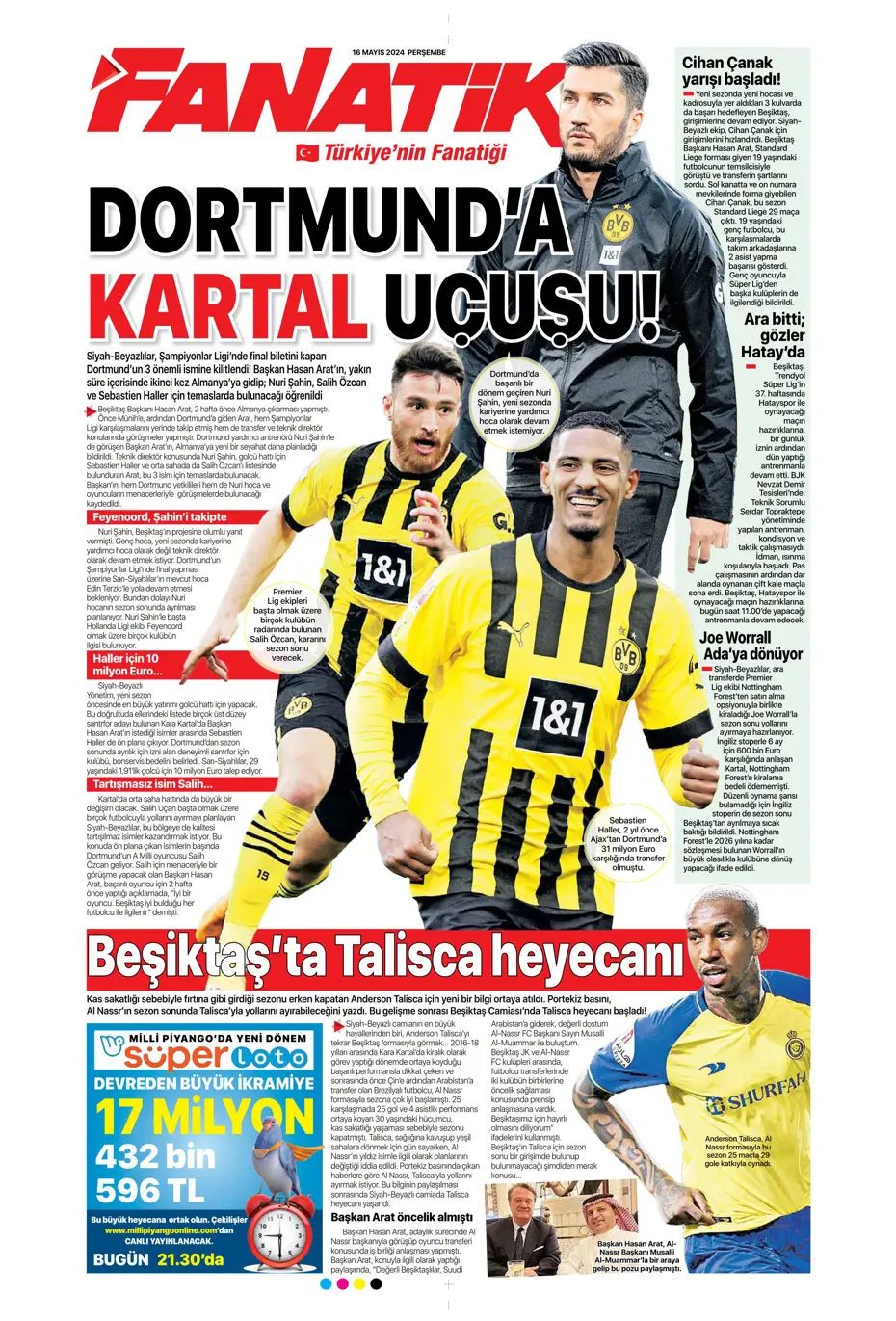 "İlk hedef Preciado" | Sporun manşetleri (16 Mayıs 2024) - 6