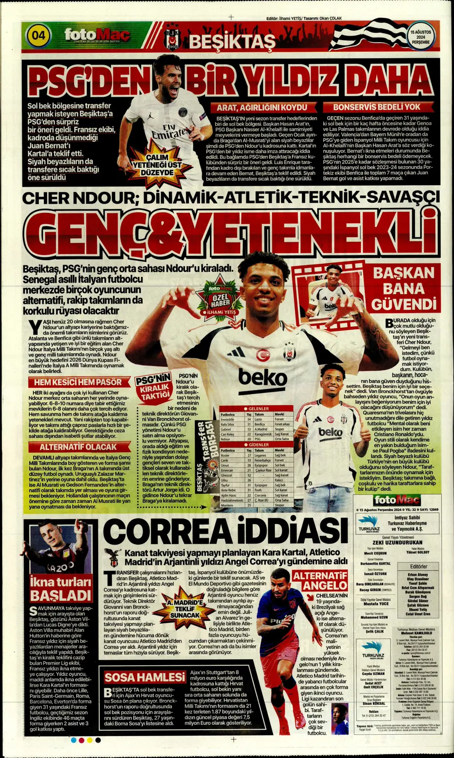 "Muci'yle yol ayrımı" | Sporun manşetleri (15 Ağustos 2024) - 11