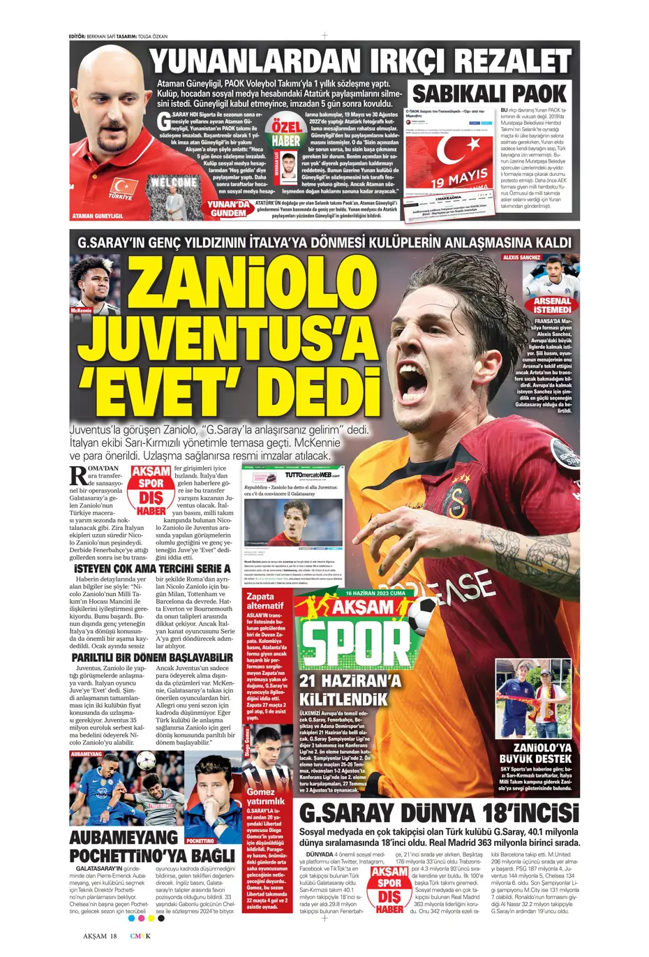 "Dzeko çok yakın" Sporun manşetleri (16 Haziran 2023) - 17 "Dzeko çok yakın" Sporun manşetleri (16 Haziran 2023) - 17