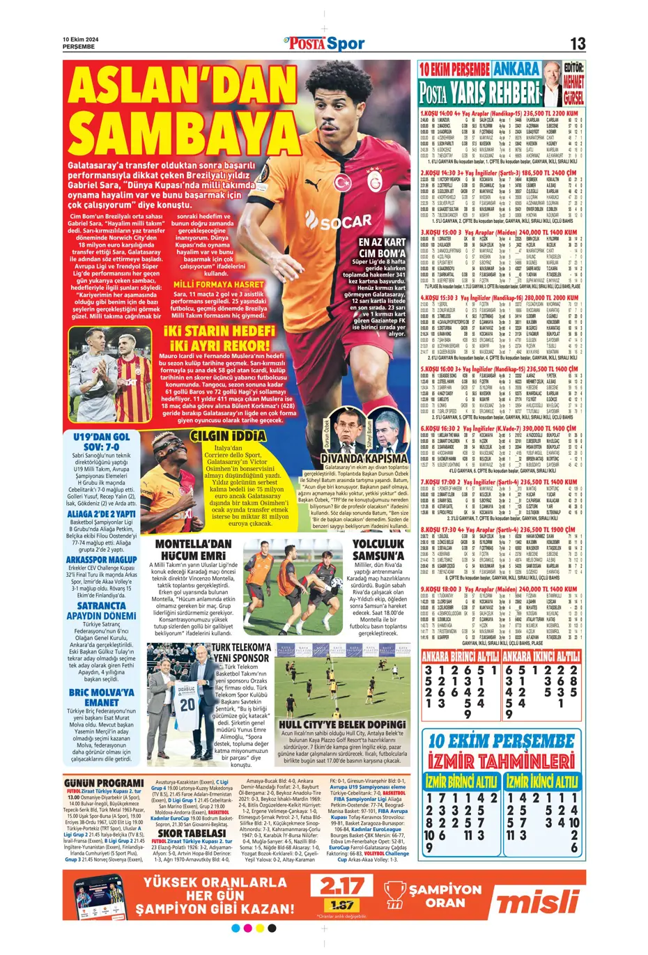 "Dybala bombası" | Sporun manşetleri (10 Ekim 2024) - 23