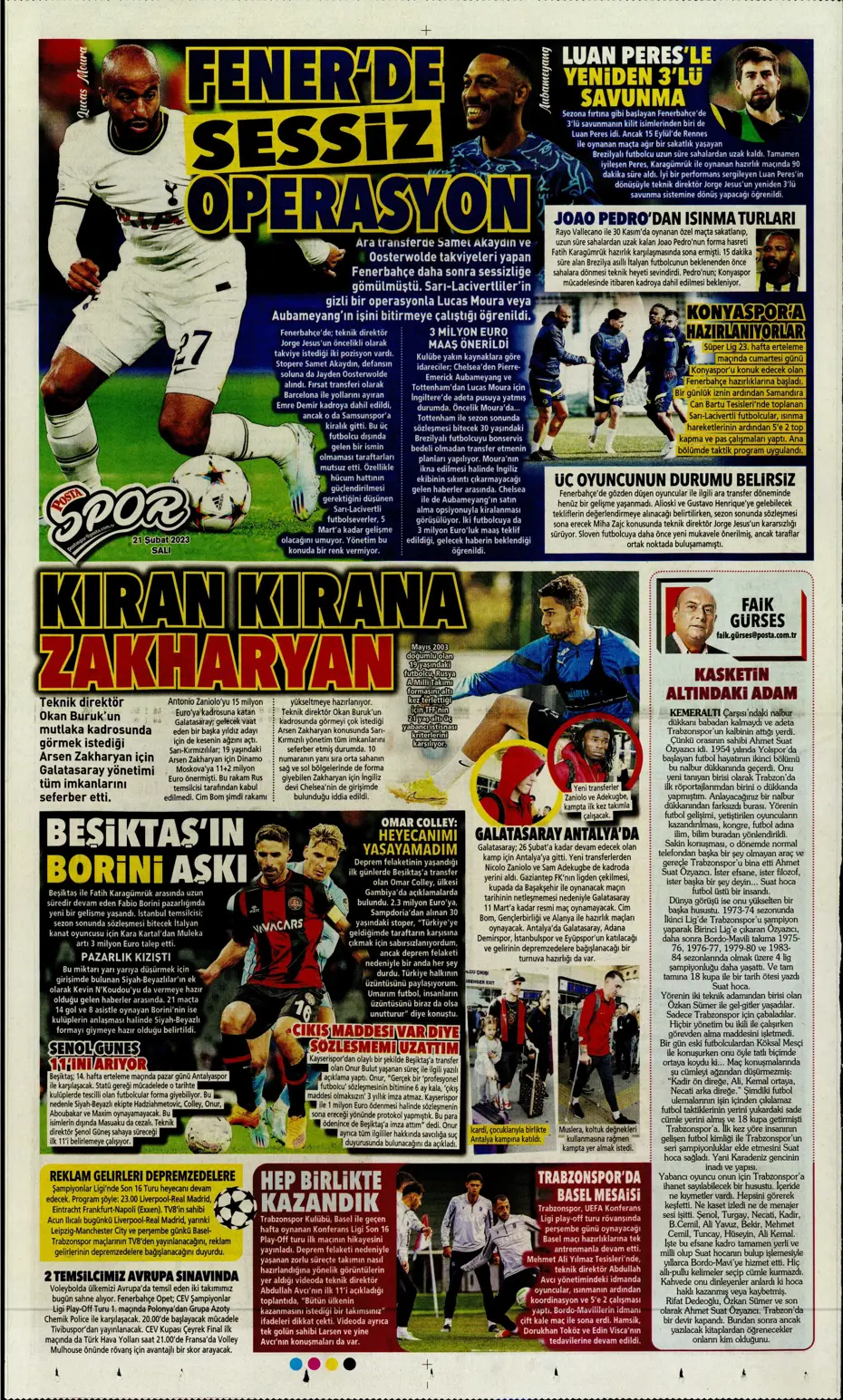 "Fener düğmeye bastı" - Gazete manşetleri (21 Şubat 2023) - 21