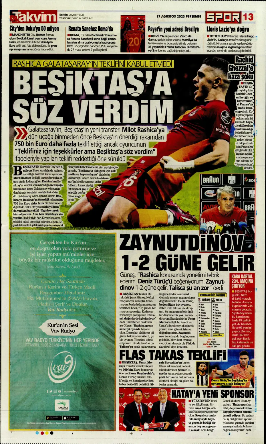 "Anderson Talisca için yoğun mesai" | Sporun Manşetleri - 33