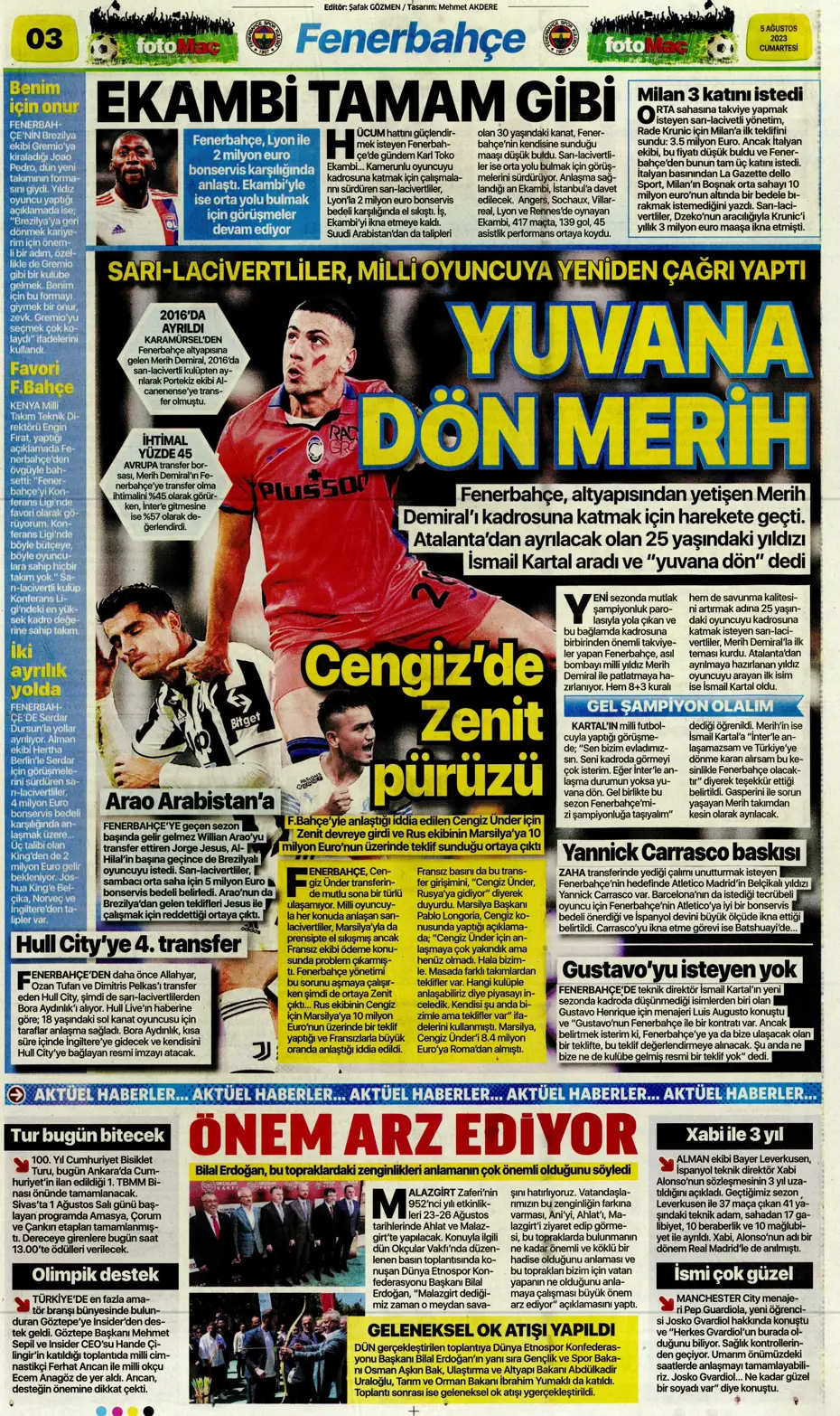 "Fener'e yıldız yağmuru" | Sporun Manşetleri (5 Ağustos 2023) - 10