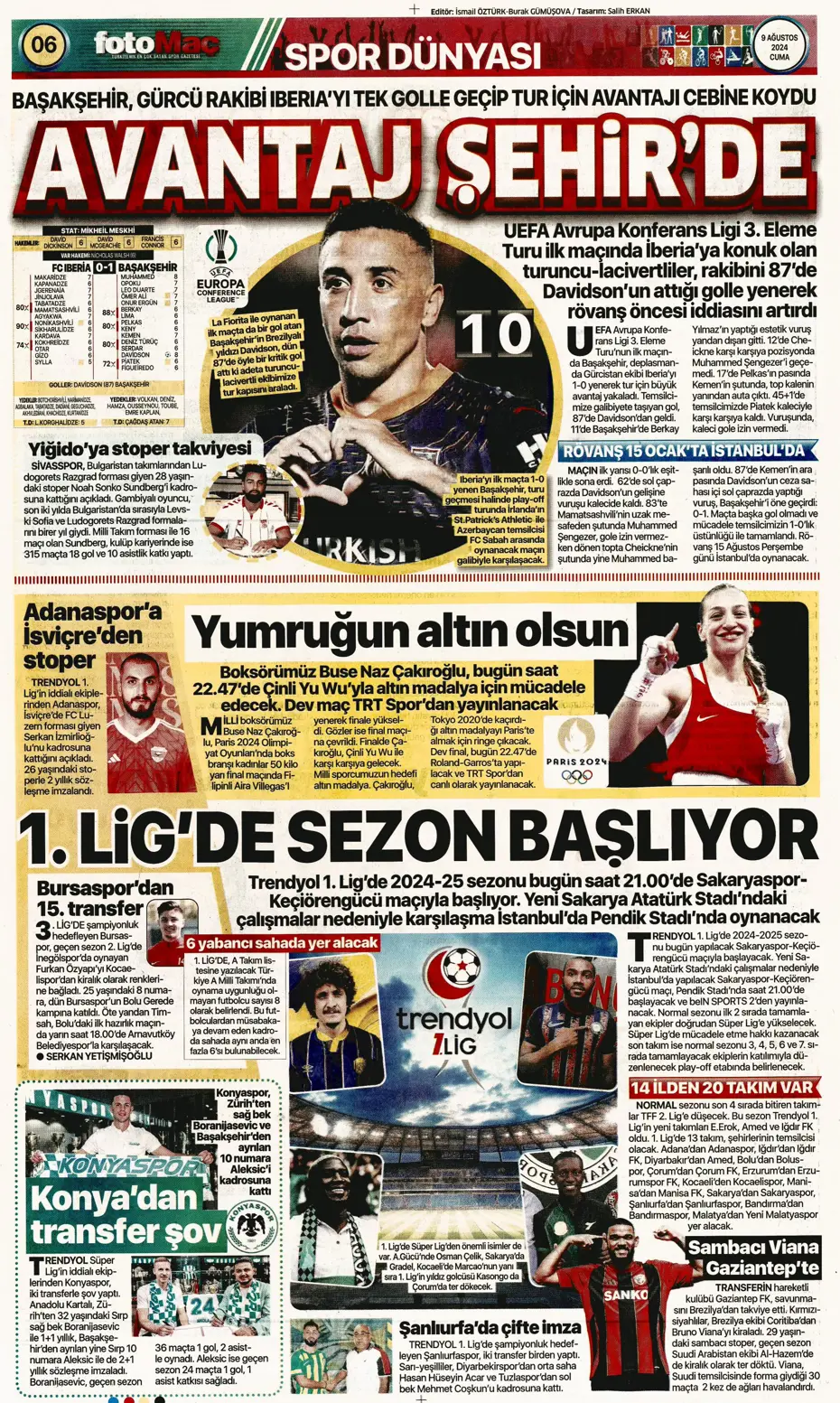 "Sahne şampiyonun" | Sporun manşetleri (9 Ağustos 2024) - 16