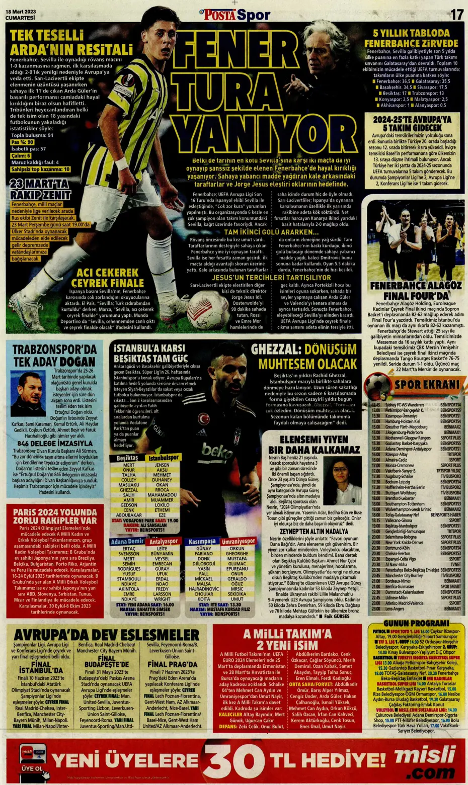 "Aslan yıkıldı" - Gazete manşetleri (18 Mart 2023) - 27