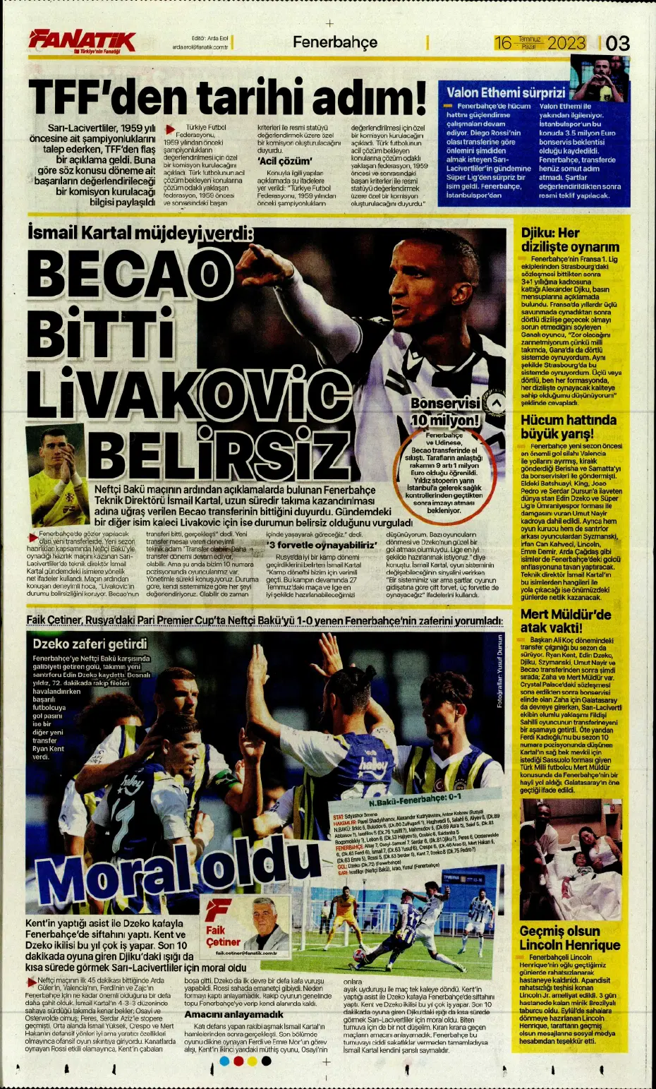 "Kale artık Livakovic'in" | Sporun Manşetleri - 2