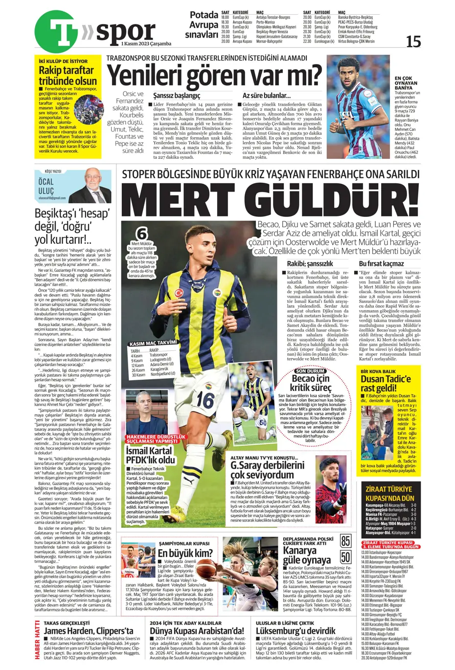 "Krunic Fenerbahçe'ye kaldı" | Sporun manşetleri (1 Kasım 2023) - 38
