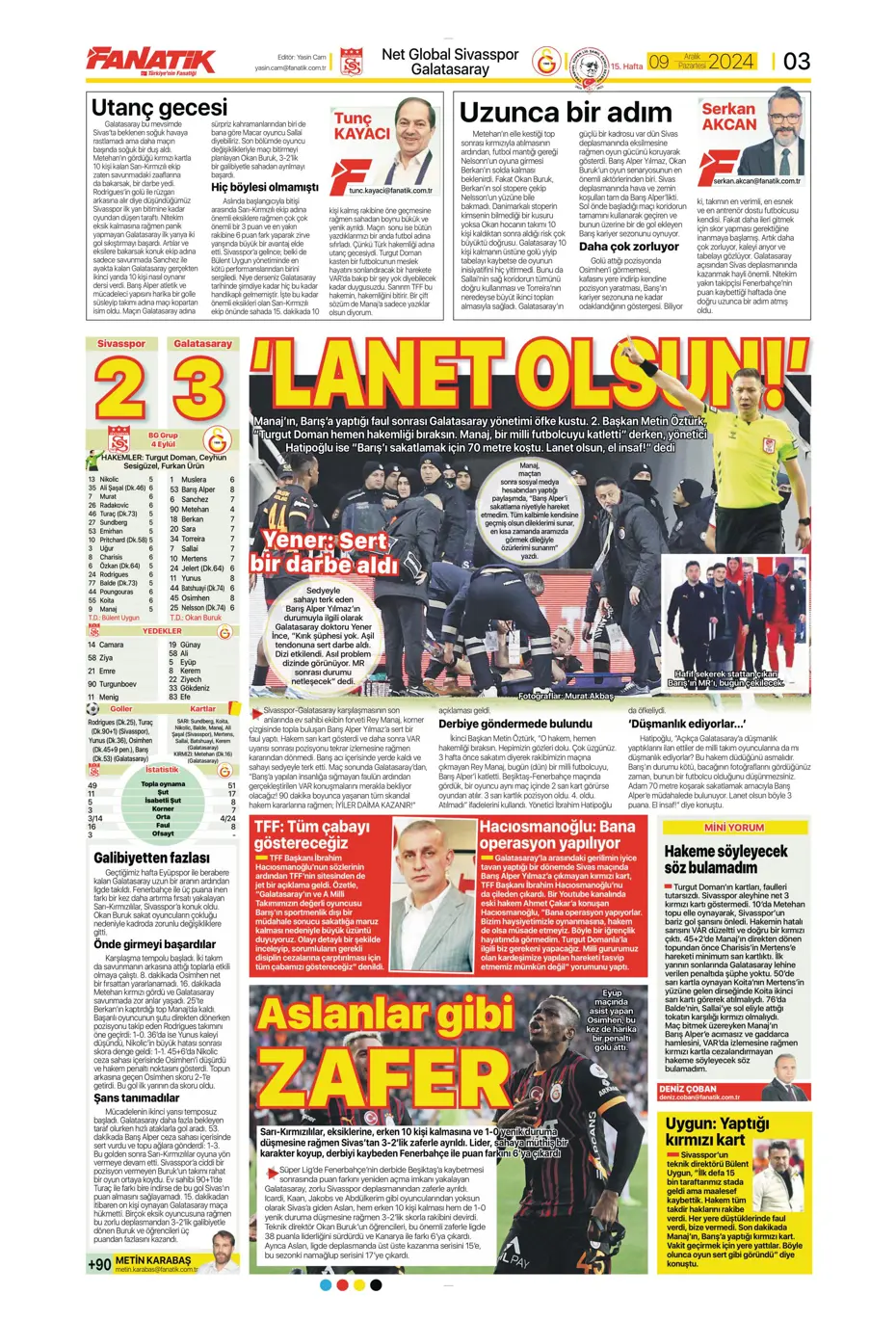 "Hakem katliamı" | Sporun manşetleri - 5 "Hakem katliamı" | Sporun manşetleri - 5