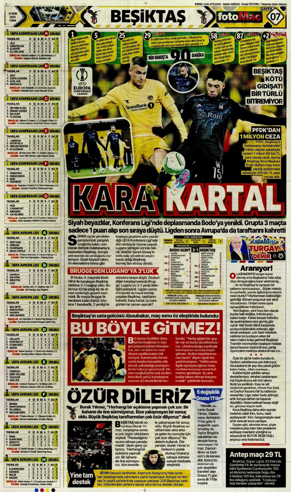 "Yüzyılın Fener'i" | Sporun manşetleri (27 Ekim 2023) - 13