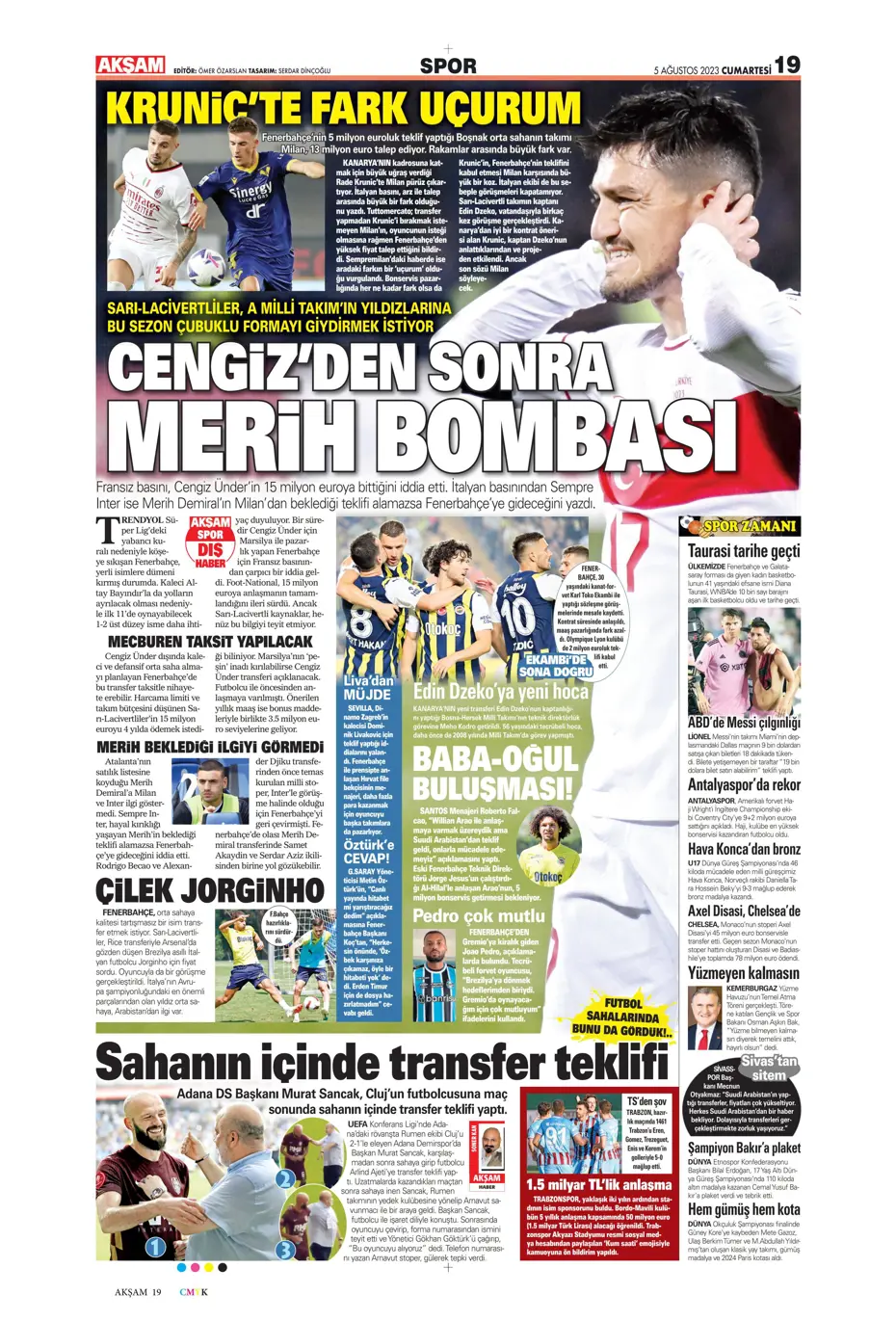 "Fener'e yıldız yağmuru" | Sporun Manşetleri (5 Ağustos 2023) - 6