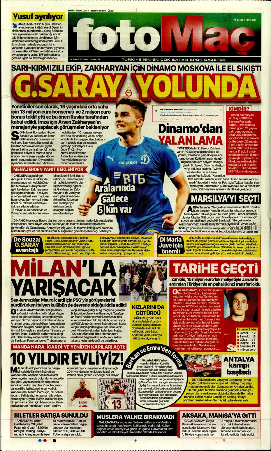 "Fener düğmeye bastı" - Gazete manşetleri (21 Şubat 2023) - 17