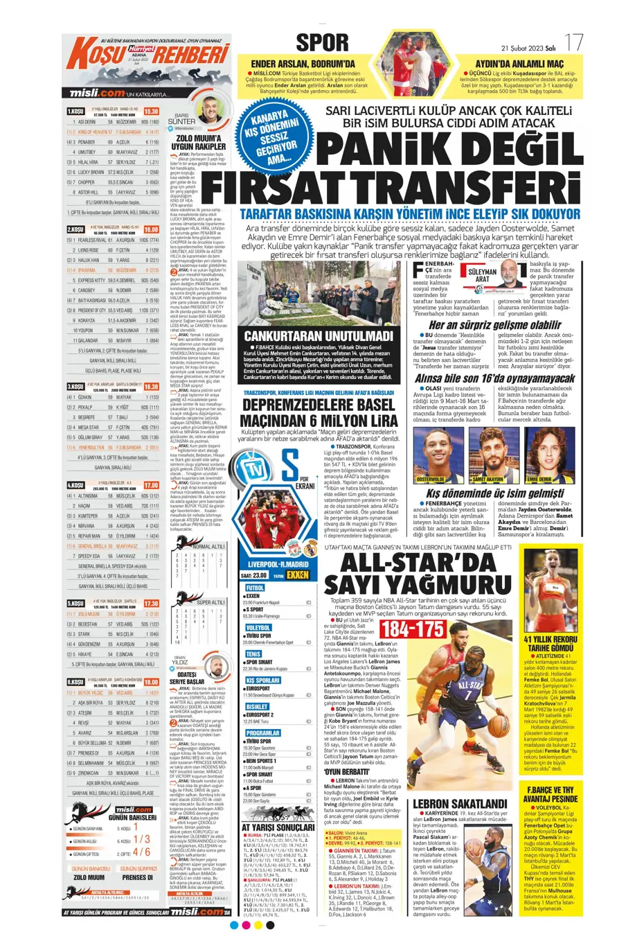 "Fener düğmeye bastı" - Gazete manşetleri (21 Şubat 2023) - 18