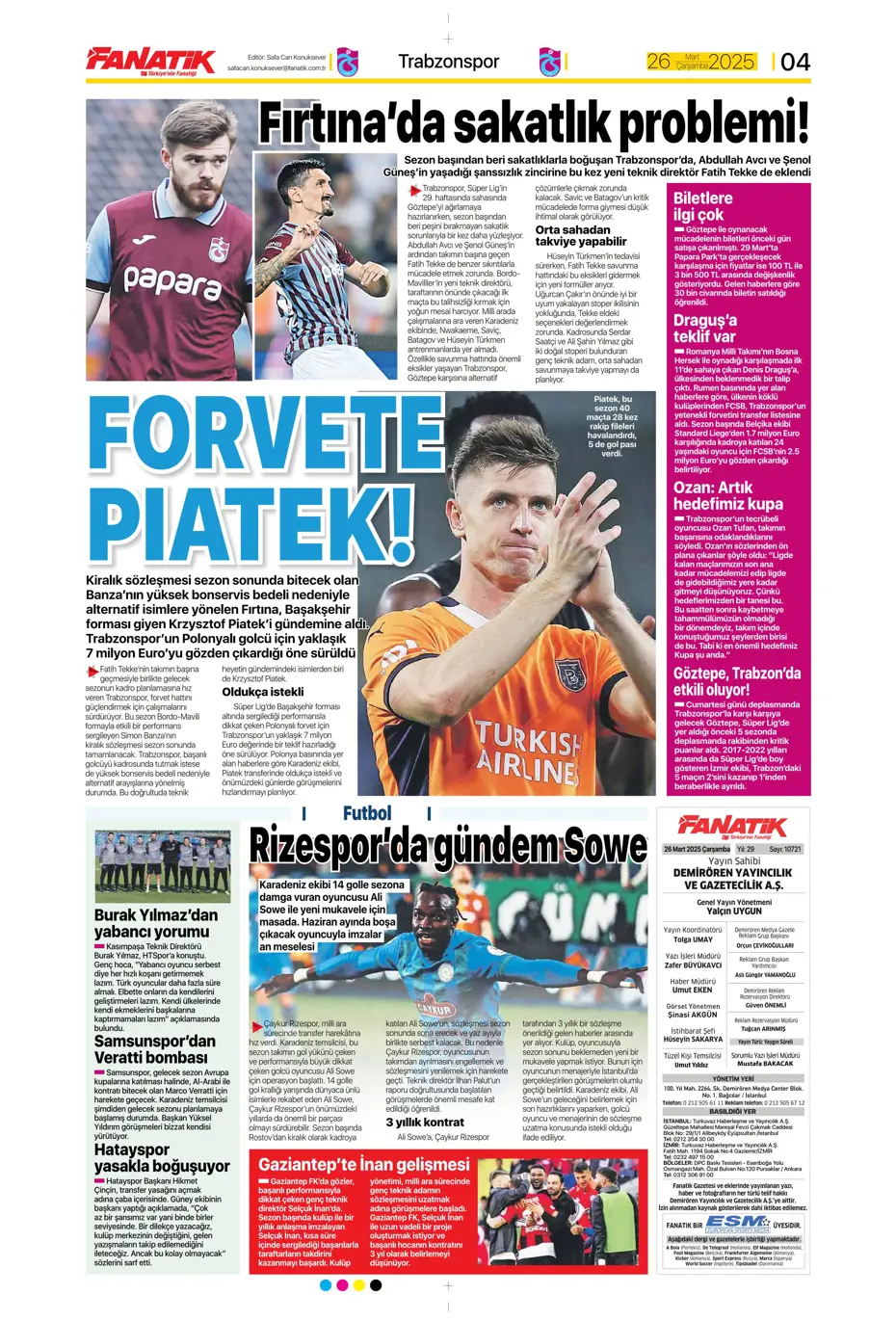 "Kaleye Alisson, orta sahaya İlkay" | Sporun manşetleri - 7