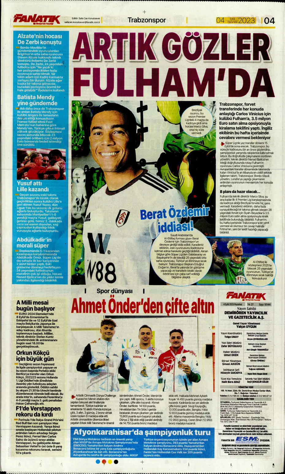 "100'ümüzün akı Türk kadını" | Sporun manşetleri (4 Eylül 2023) - 12