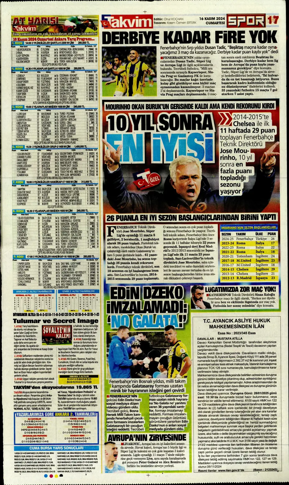 "Jorginho sürprizi" | Sporun manşetleri (16 Kasım 2024) - 25
