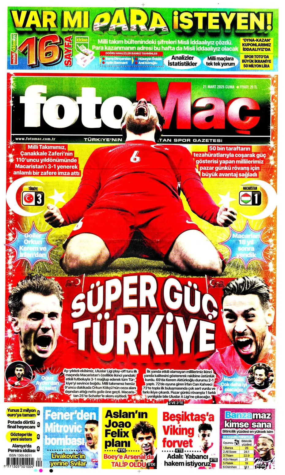"A sınıfı zafer" | Sporun manşetleri - 11 "A sınıfı zafer" | Sporun manşetleri - 11