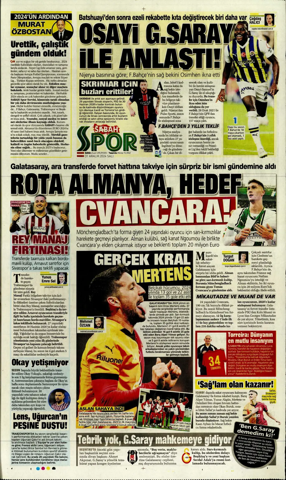 "Sergen Yalçın'la ilk görüşme" | Sporun manşetleri - 28
