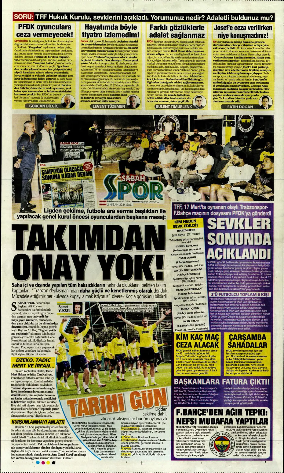 "Fenerbahçe'de tarihi gün" | Sporun manşetleri (2 Nisan 2024) - 25 "Fenerbahçe'de tarihi gün" | Sporun manşetleri (2 Nisan 2024) - 25