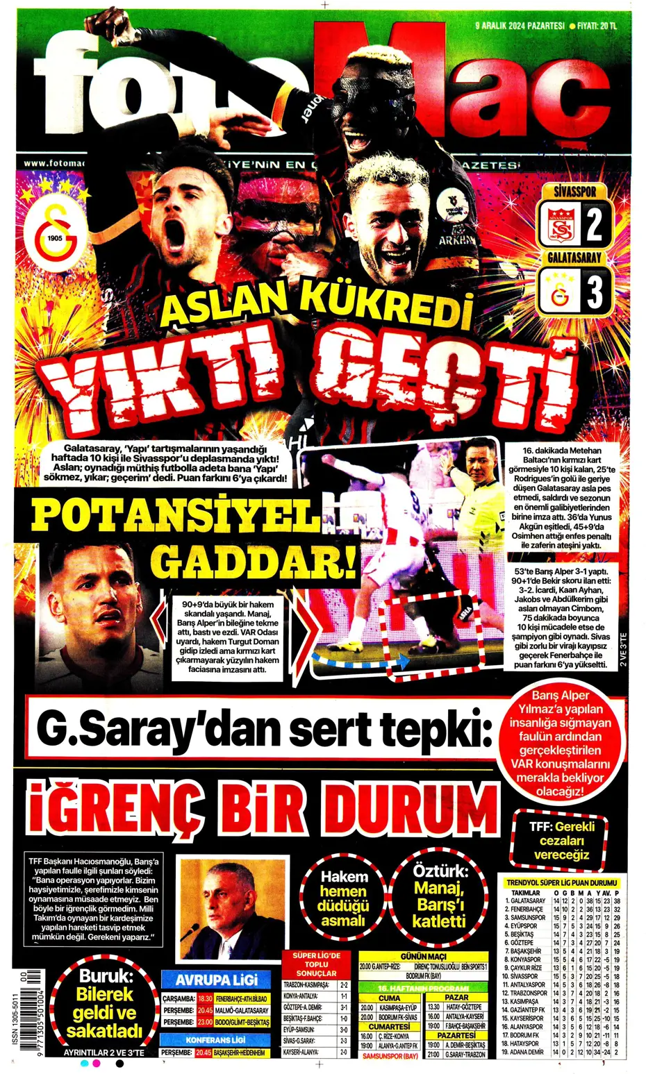 "Hakem katliamı" | Sporun manşetleri - 9 "Hakem katliamı" | Sporun manşetleri - 9