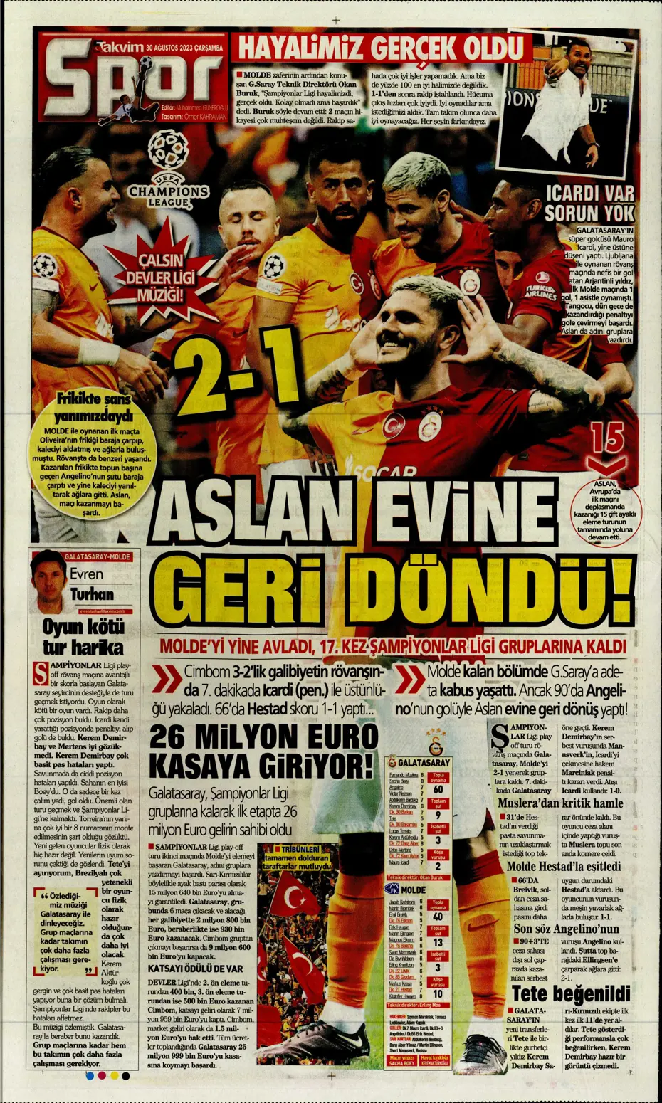 "Avrupa Avrupa duy sesimizi" | Sporun manşetleri (30 Ağustos 2023) - 39 "Avrupa Avrupa duy sesimizi" | Sporun manşetleri (30 Ağustos 2023) - 39