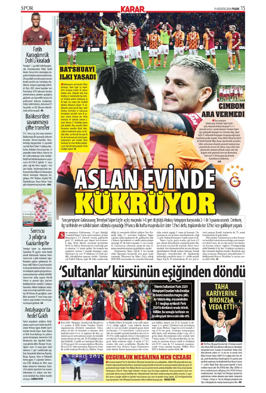 "Mou varsa fire yok" | Sporun manşetleri (11 Ağustos 2024) - 17