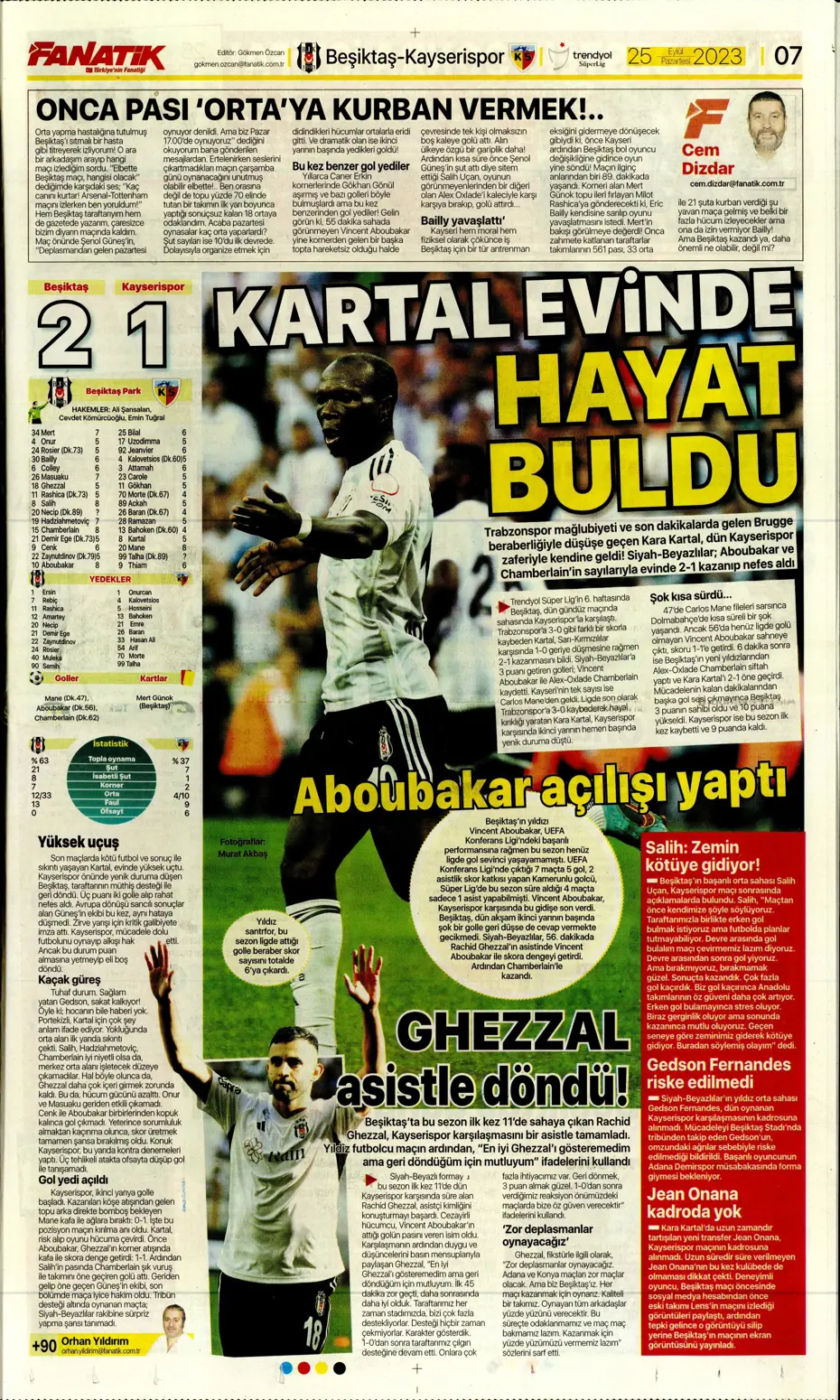 "Hesaplar Kahveci'den" | Sporun manşetleri (25 Eylül 2023) - 10