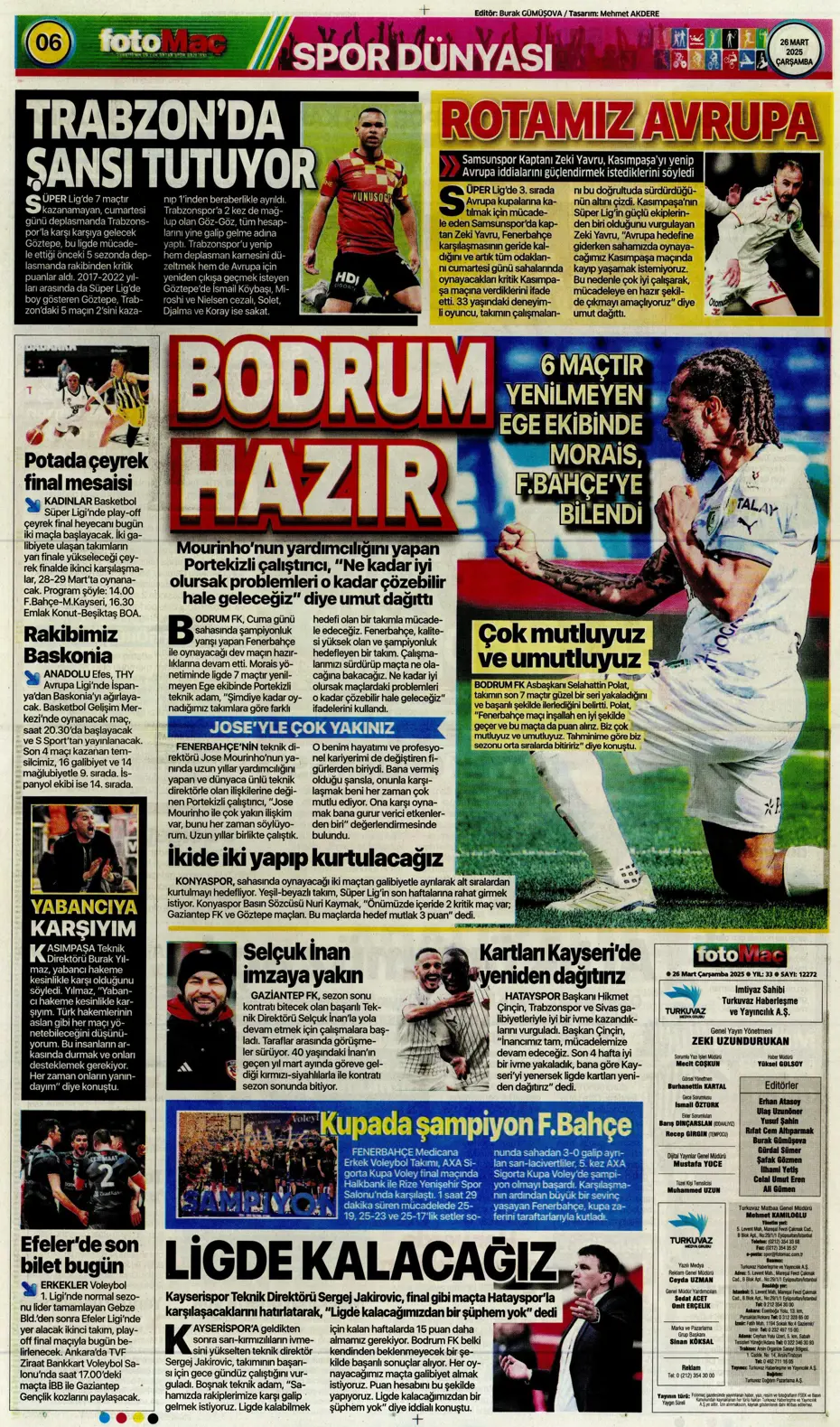 "Kaleye Alisson, orta sahaya İlkay" | Sporun manşetleri - 15