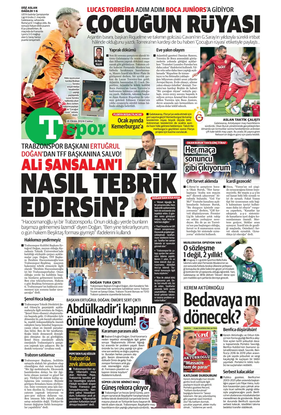 "Fenerbahçe'ye 1 milyar euroluk bomba" | Sporun manşetleri (18 Ekim 2024) - 37