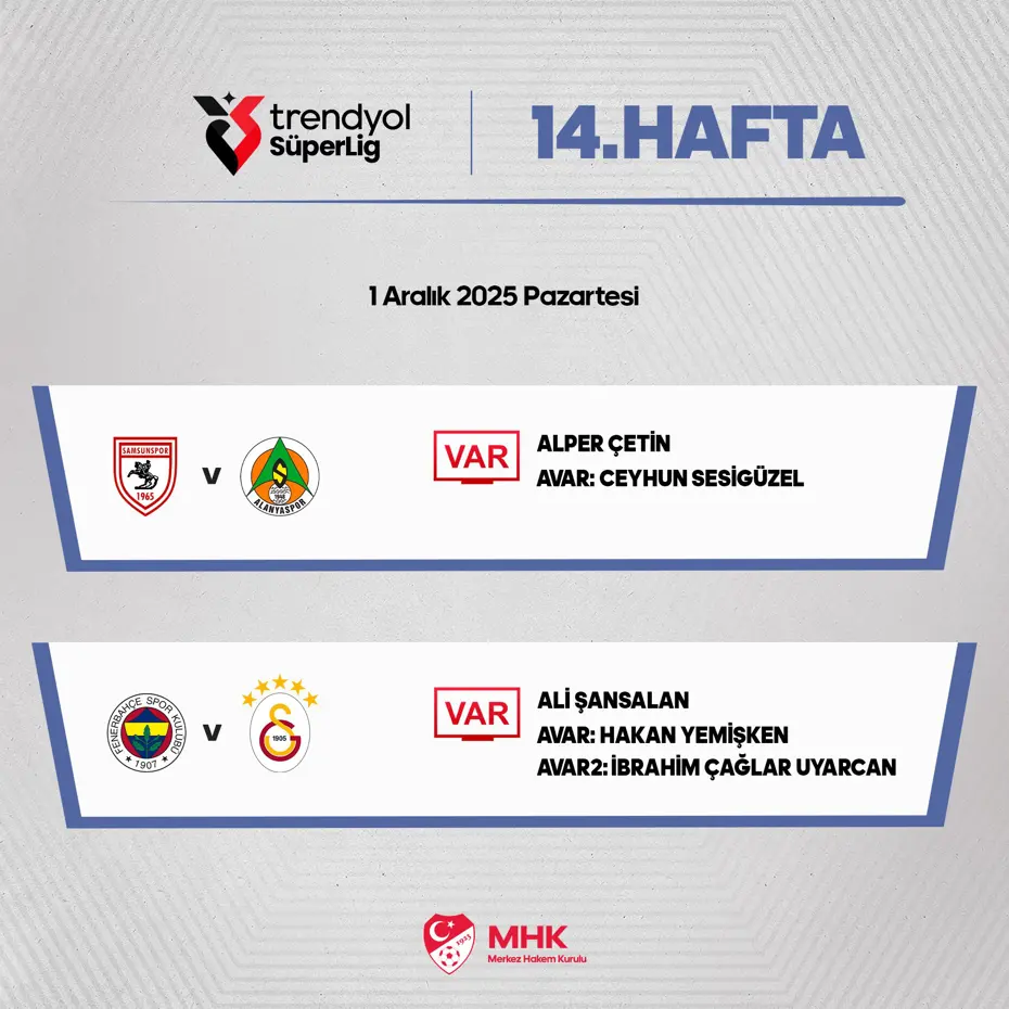 Fenerbahçe-Galatasaray derbisinin VAR hakemi açıklandı - 5 Fenerbahçe-Galatasaray derbisinin VAR hakemi açıklandı - 5