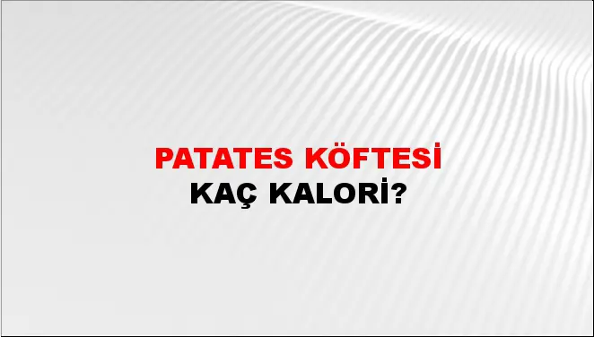 Patates Köftesi Patates Köftesi