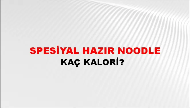 Spesiyal Hazır Noodle Spesiyal Hazır Noodle